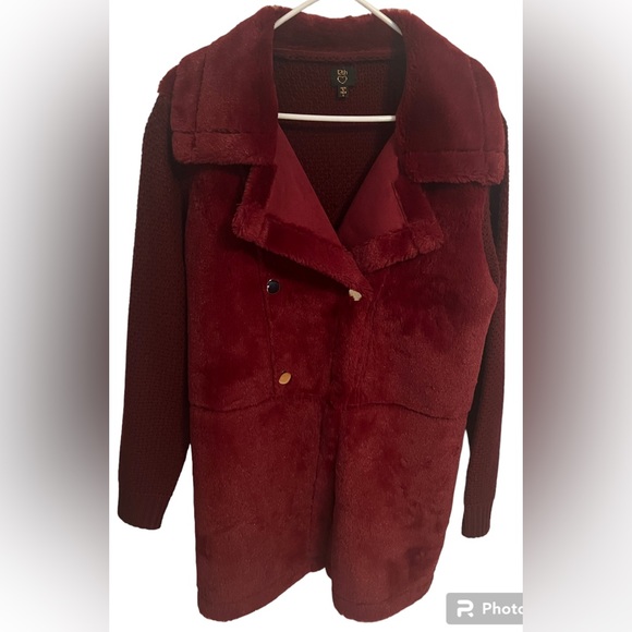12Th Heart Women’s Y2K Long Line Faux Fur Burgundy Sweater/Jacket L Academia - Picture 11 of 11